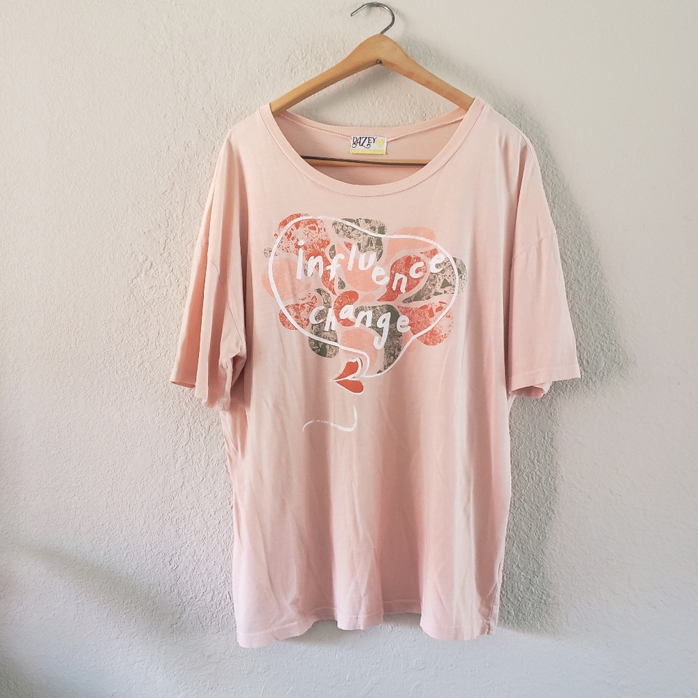 Dazey LA Oversized Graphic Tee "Influence Change" Cotton Short Sleeve Size XL